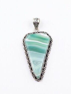 Sterling Silver .925 Banded Agate Pendant